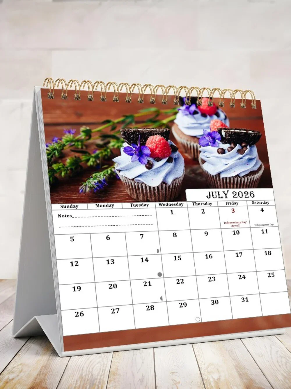 2026-2027 18 Months Standing Flip Desk Calendar Desktop Planner (Cupcakes)
